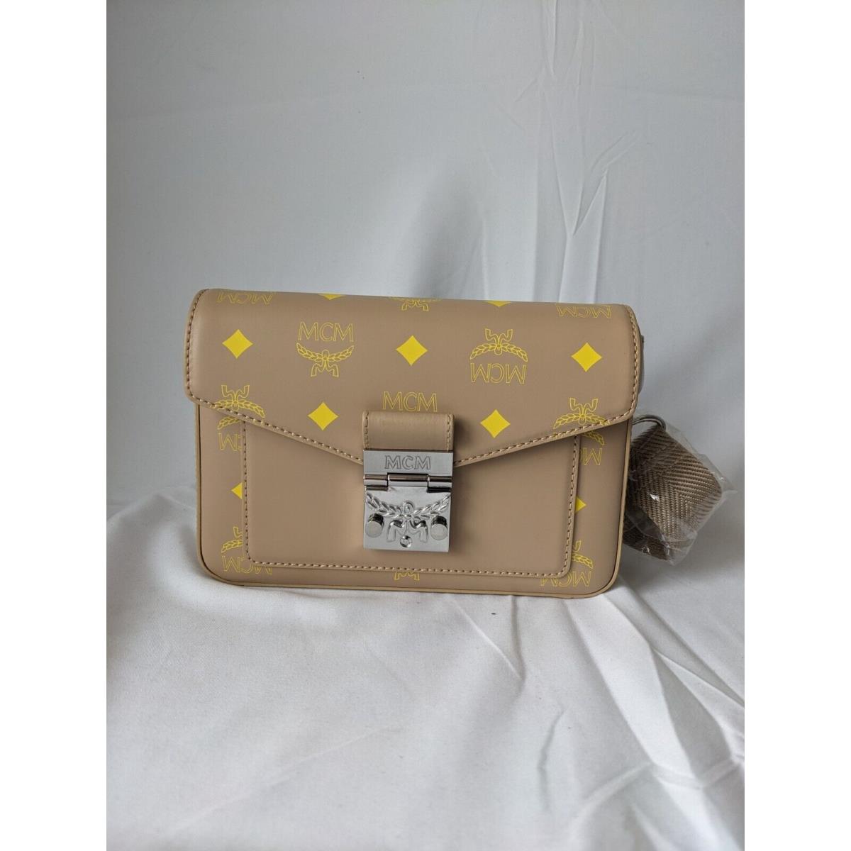 Mcm Women Leather Millie Crossbody Splash Logo in Beige