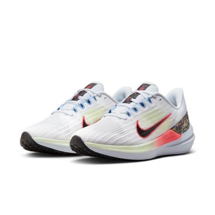 Women Nike Air Winflo 9 Running Sneakers Shoes White/multi/hot Punch FD0880-100 - White/Multi Color/Hot Punch