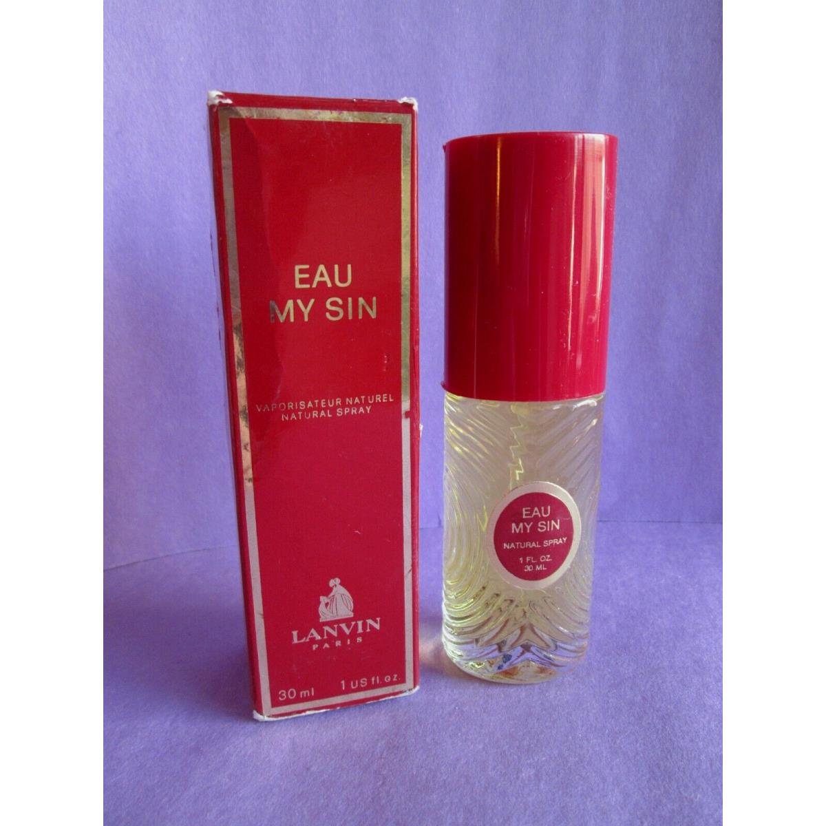 Eau My Sin Lanvin 1970s Vintage Eau de Toilette Spray 30 ml 1 oz in Worn Box