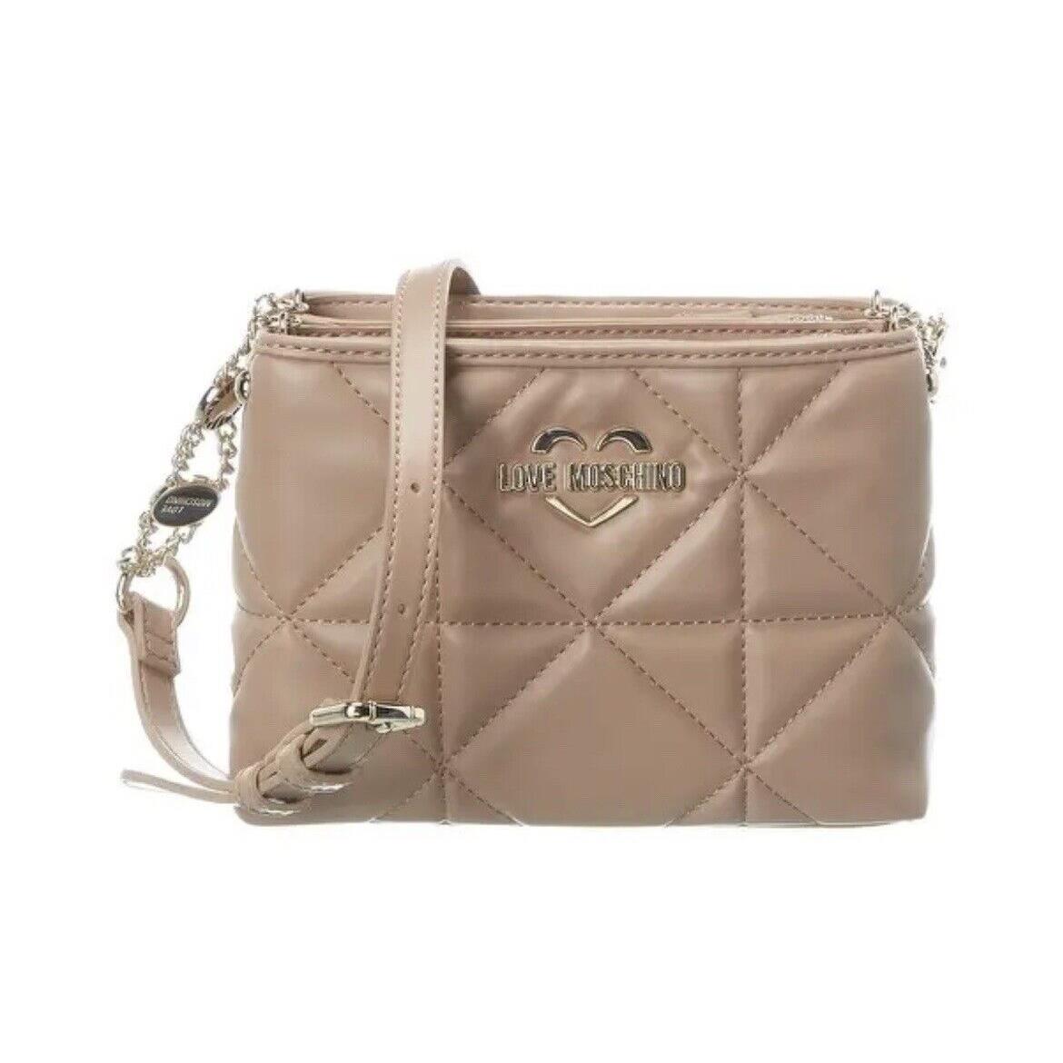 Love Moschino Borsa PU Taupe Shoulder Bag Beige/gold Chain Logo