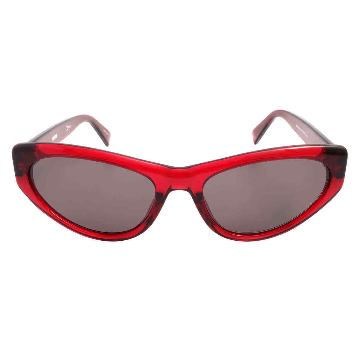 Moschino Grey Cat Eye Ladies Sunglasses MOS077S Lhf 56 MOS077S Lhf 56 - Frame: Red, Lens: Grey