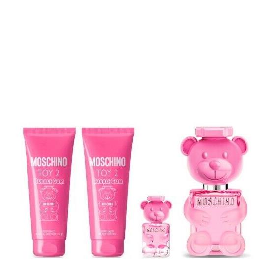 Moschino Toy 2 Bubble Gum 3.4 Edt Spray + 0.33 OZ Spray +3.4 B/l +3.4 S/g 4 PC