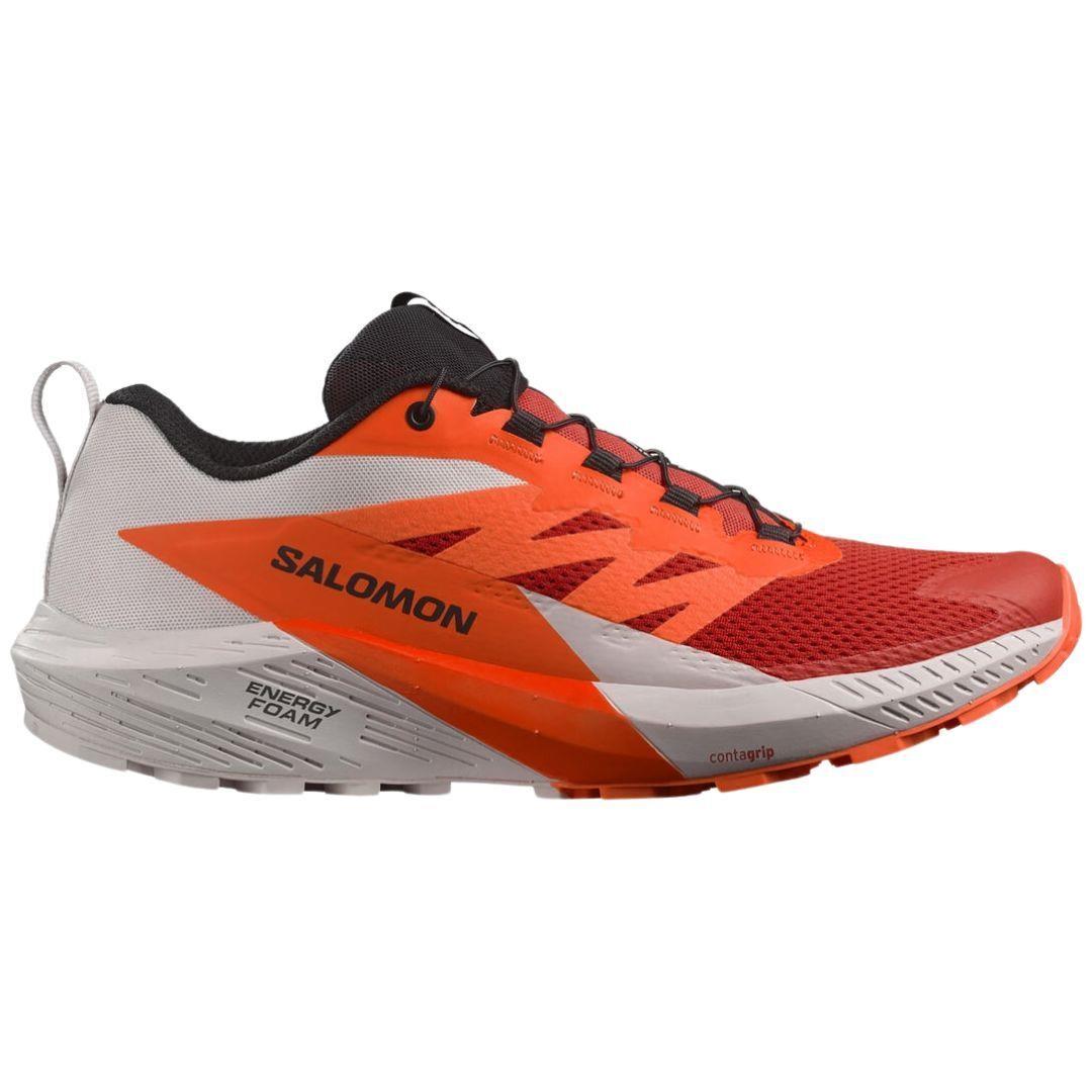 Salomon Sense Ride 5 Men`s Trail Running Shoes Lunar Rock/shocking Orange/fiery