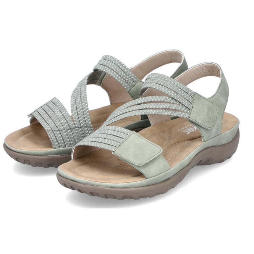 Rieker Women`s 64870-52 Franja Pistazie/mint-weiss Strappy Sandals Size EU 39