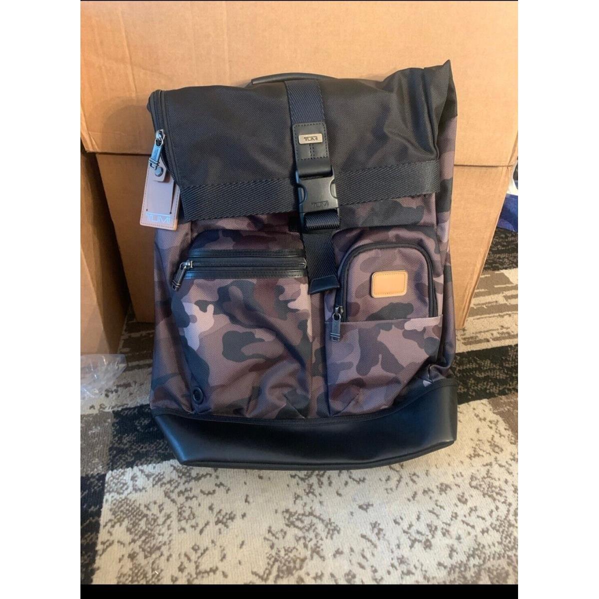 Tumi 111761 Cypress Camo Design with Gunmetal Hardware Large Roll Top Backpack