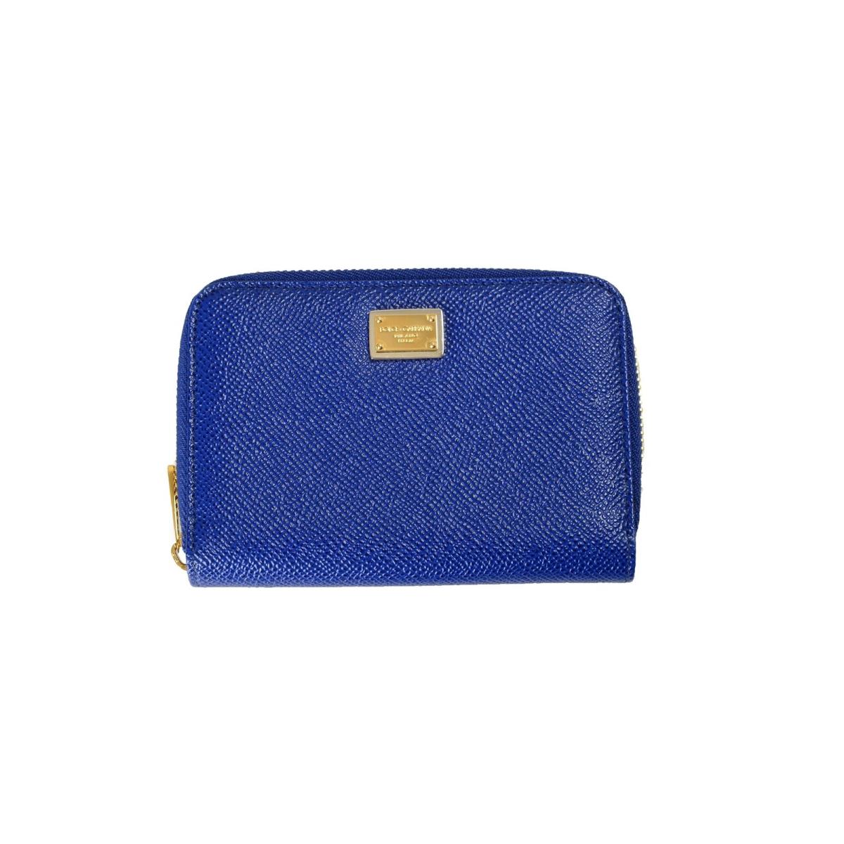 Dolce Gabbana Women`s Royal Blue Textured Leather Zip-around Wallet