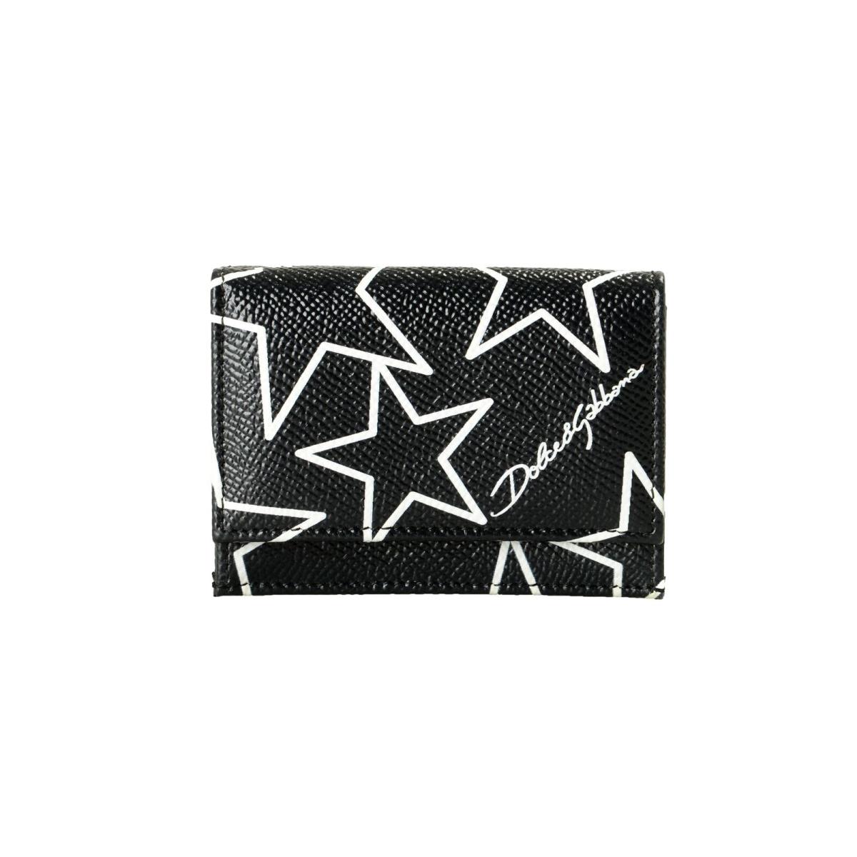 Dolce Gabbana Textured Leather Logo Print Small Wallet