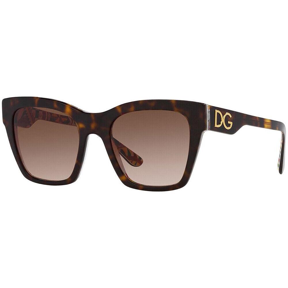 Dolce Gabbana DG 4384 321773 Havana on White Barrow Plastic Sunglasses Brown