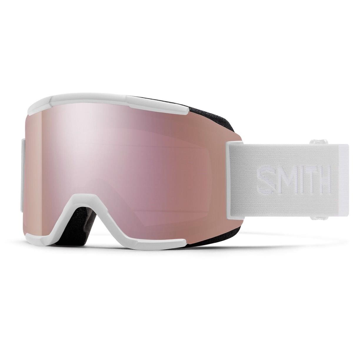 Smith Squad Low Bridge Fit Snow Goggles White Vapor Chromapop Everyday Rose Gold