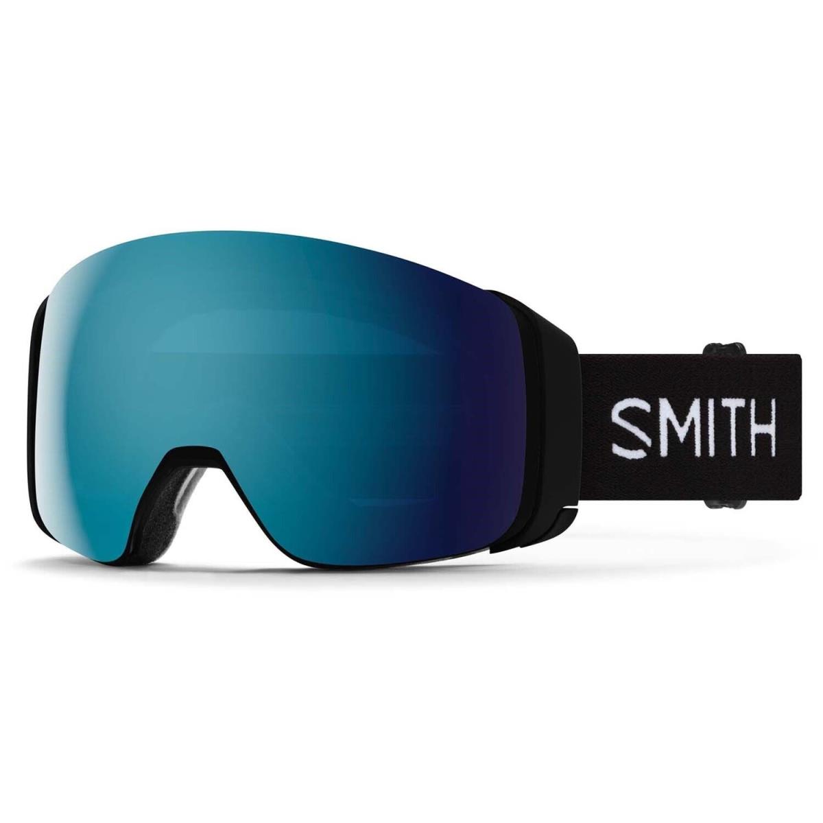 Smith 4D Mag Snow Goggles Black Frame Chromapop Sun Blue Mirror Lens +bonus