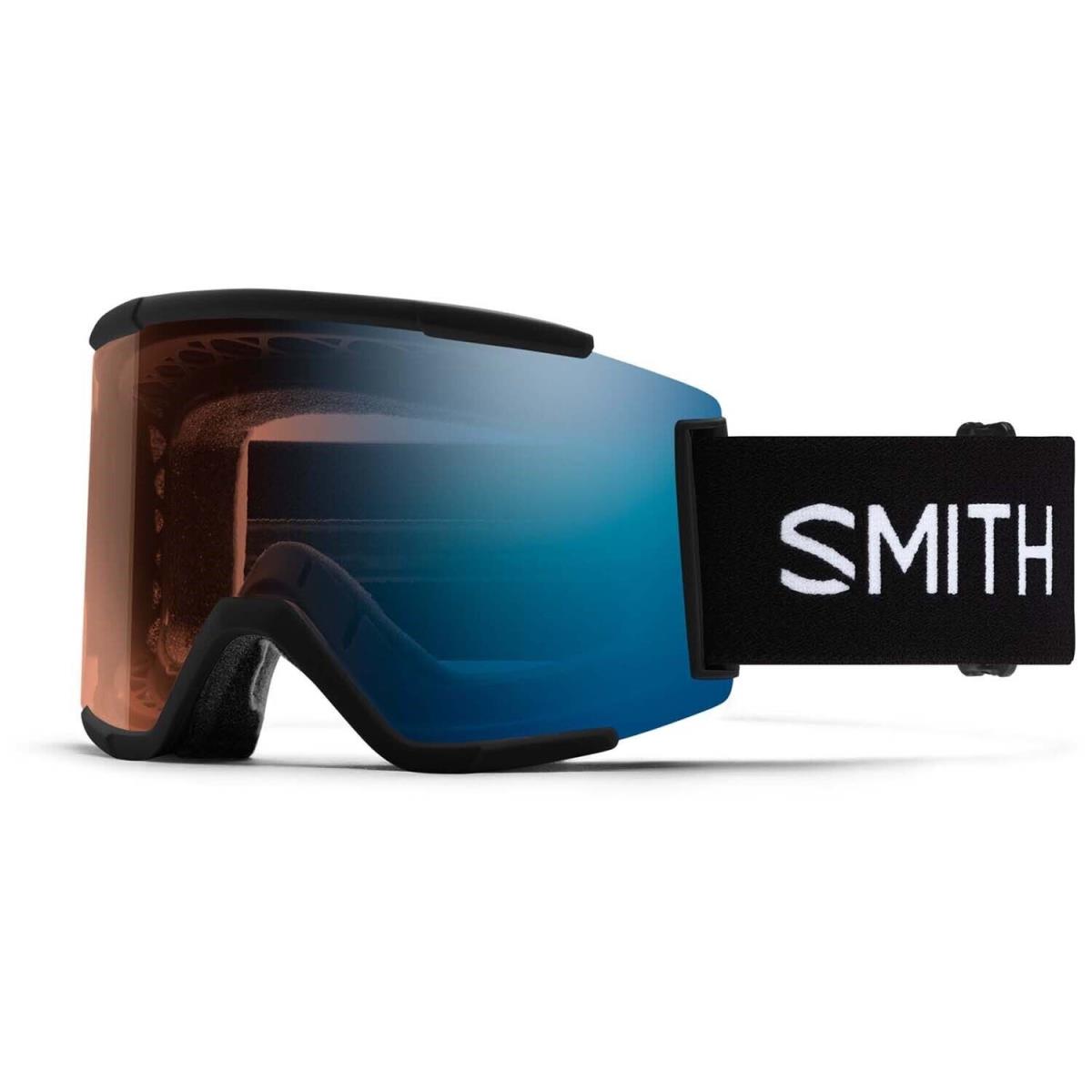 Smith Squad XL Snow Goggles Black Chromapop Pro Photochromic Blue Mirror Lens