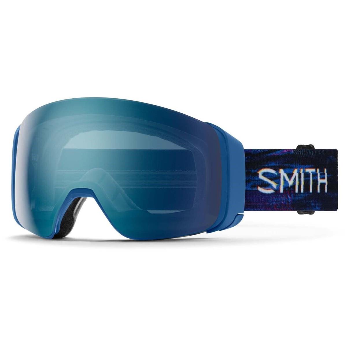 Smith 4D Mag Snow Goggles True Blue Glitch Chromapop Everyday Blue Lens + Bonus