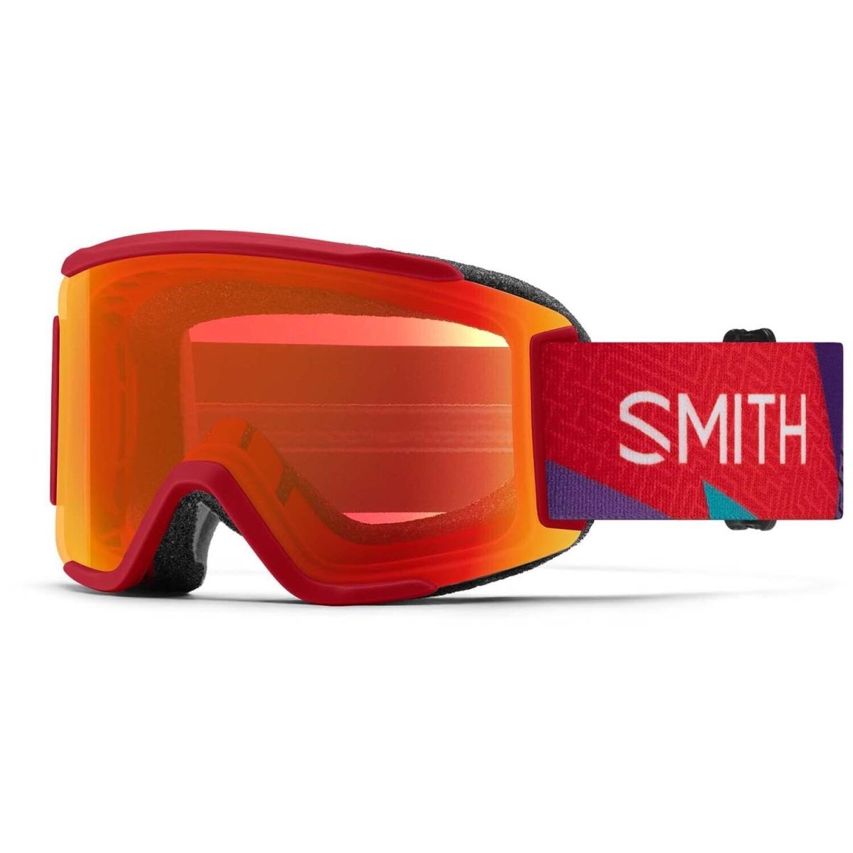 Smith Squad S Snow Goggles Crimson A-maze-zing Everyday Red Mirror Lens + Bonus