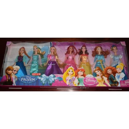 Disney Princess Royal Doll Collection 7 Pack Anna Elsa Ariel Belle Cinderela