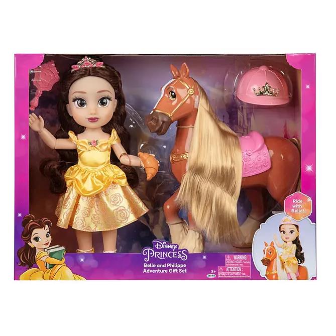 Disney Princess Belle Toddler Doll 14 Tall with Companion Horse Philippe Nip - Doll Hair: Brown, Doll Eye: Brown