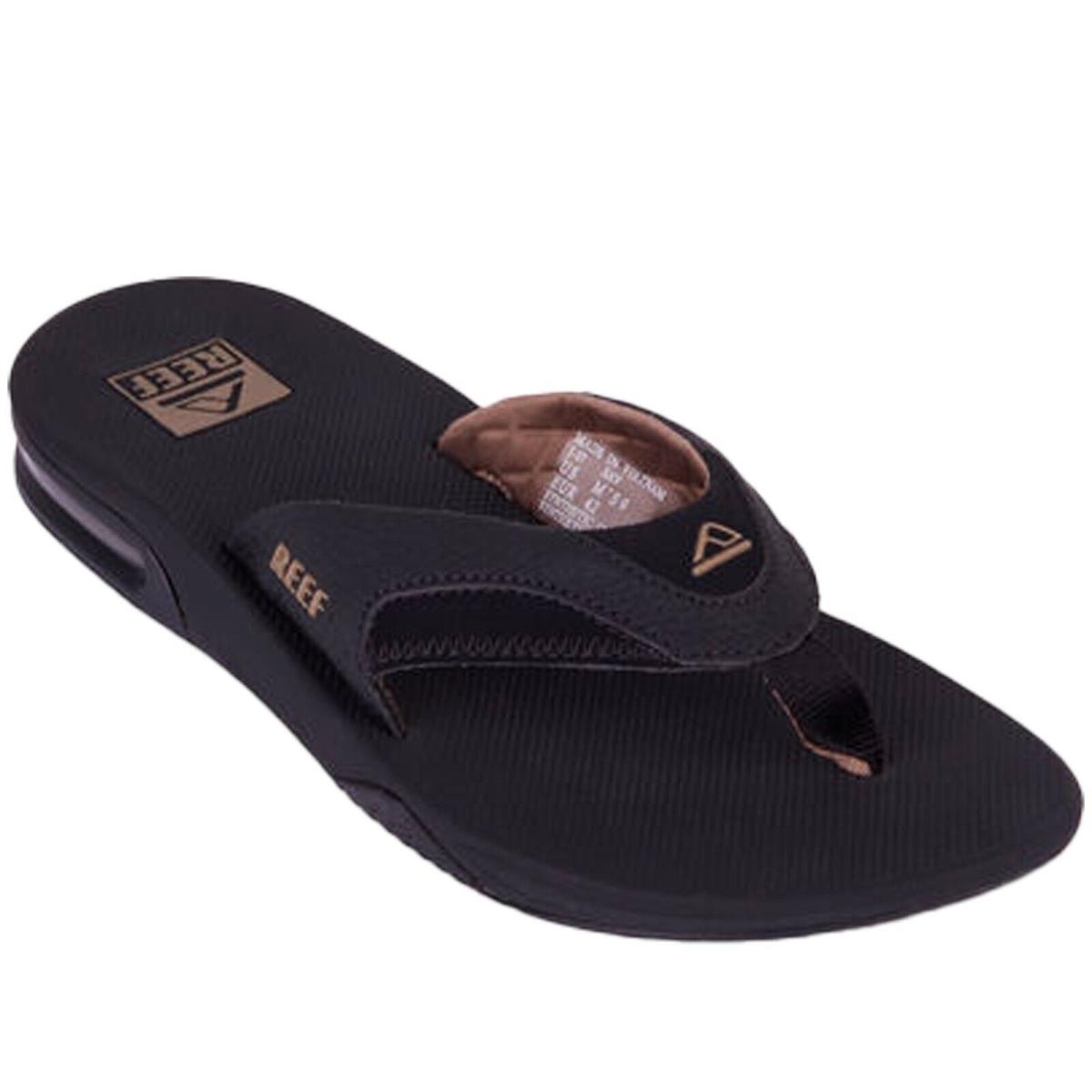 Reef RF002026BKB Men`s Fanning Black/brown Bottle Opener Flip Flop Thong Sandal