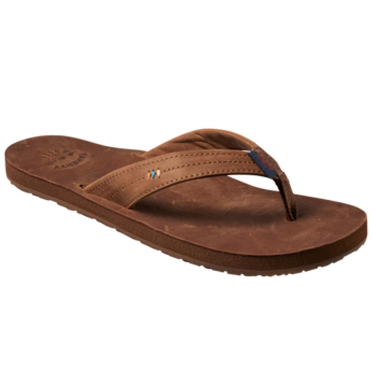 Reef CJ6151 Women`s Drift Away X Faherty Brown Bottle Opener Flip Flop Sandal