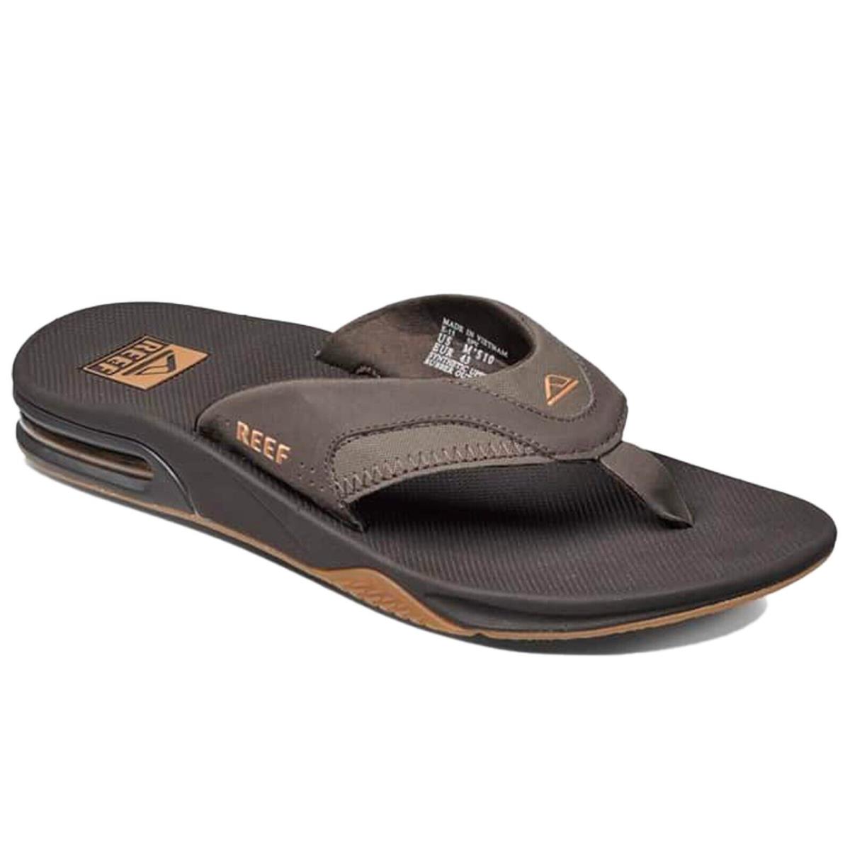 Reef RF002026BGM Men`s Fanning Brown/gum Bottle Opener Flip Flop Thong Sandal