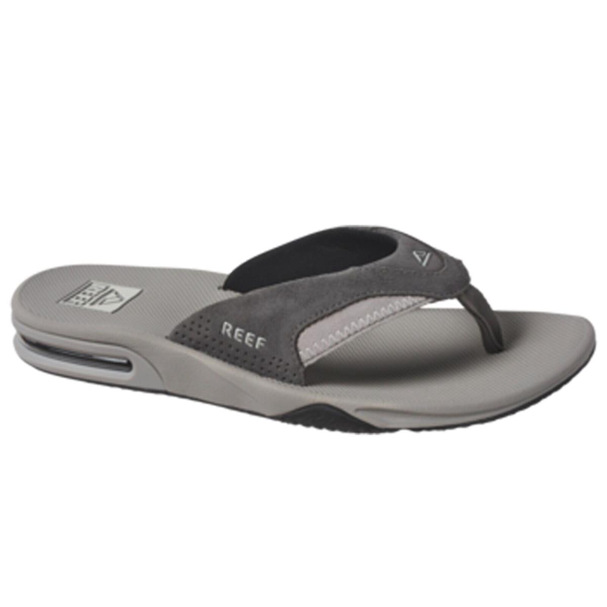 Reef CJ5232 Men`s Fanning Grey Suede Bottle Opener Flip Flop Thong Sandal