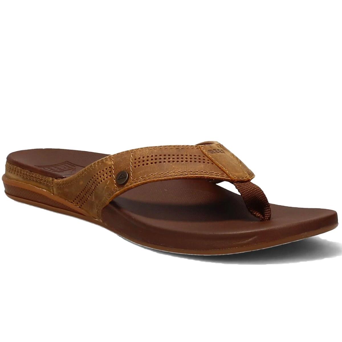 Reef RF0A3YMNTFF Men`s Cushion Lux Toffee Leather Non Slip Flip Flop Sandal