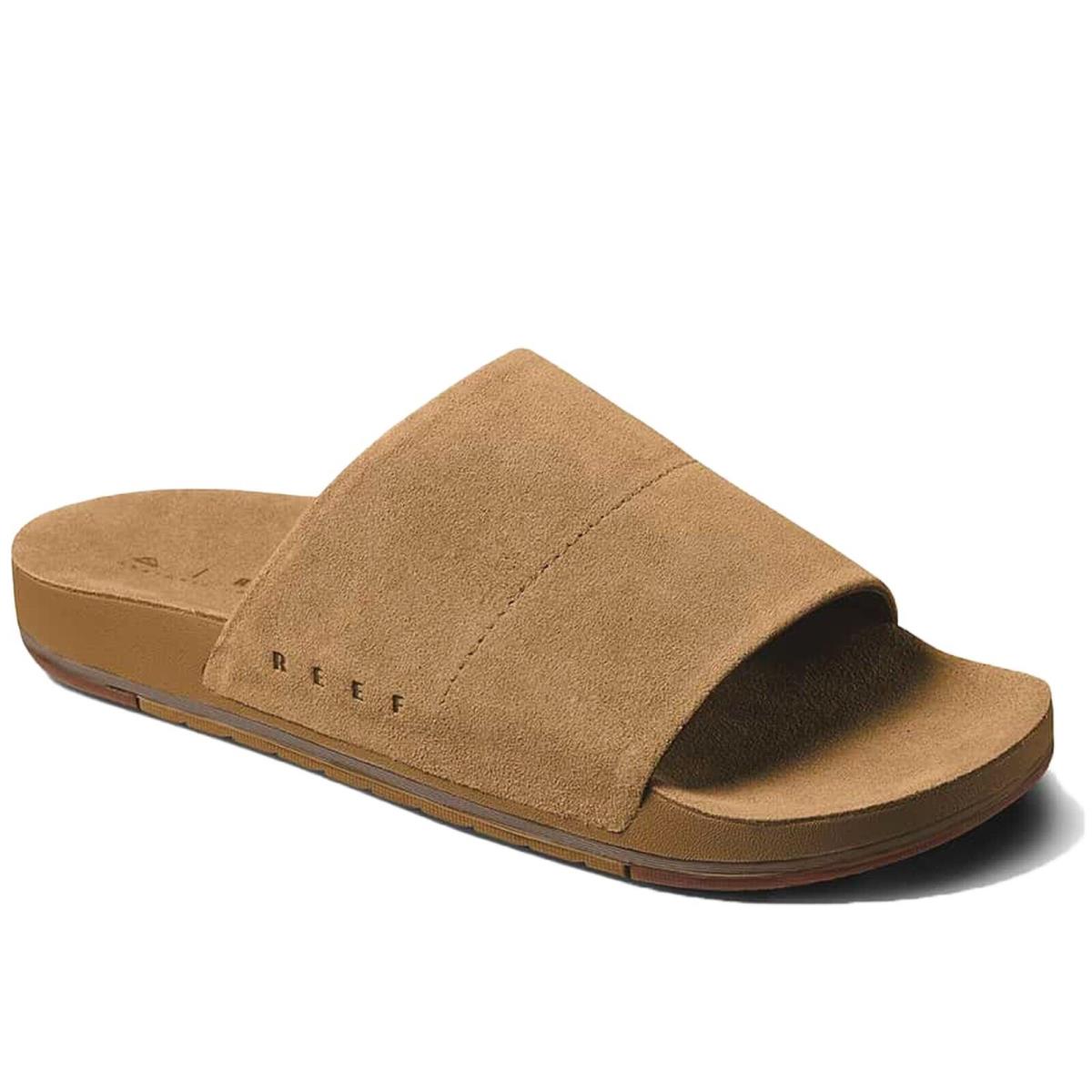 Reef CJ3747 Men`s Ojai Slide Tan Suede Squishy Summer Beach Walk Comfort Sandal