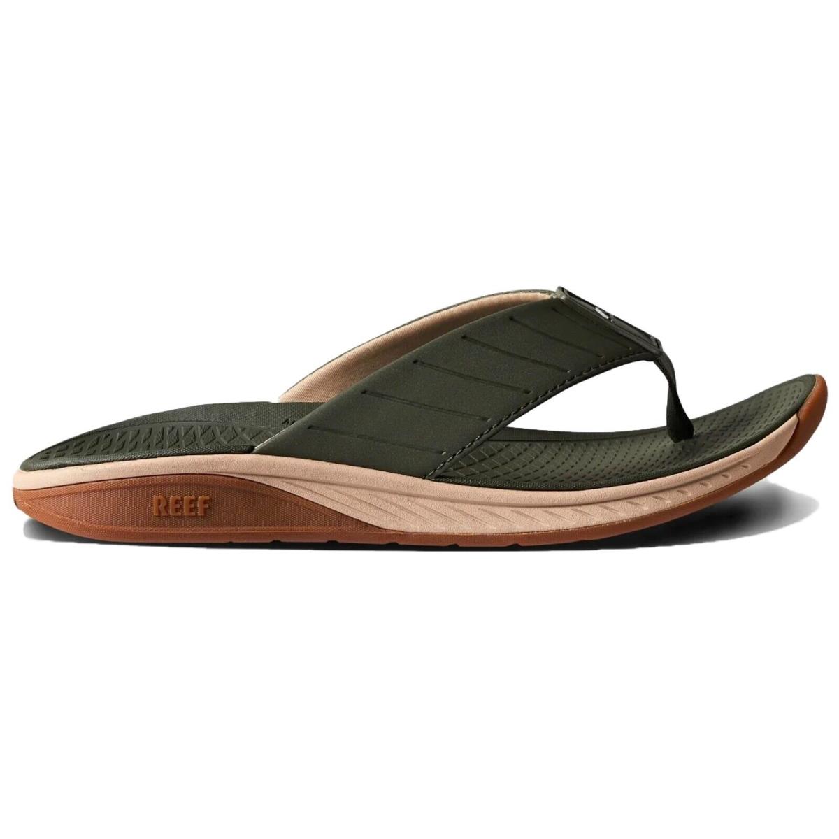 Reef CJ5728 Men`s The Deckhand Olive/gum Non Slip Slipper Flip Flop Sandal