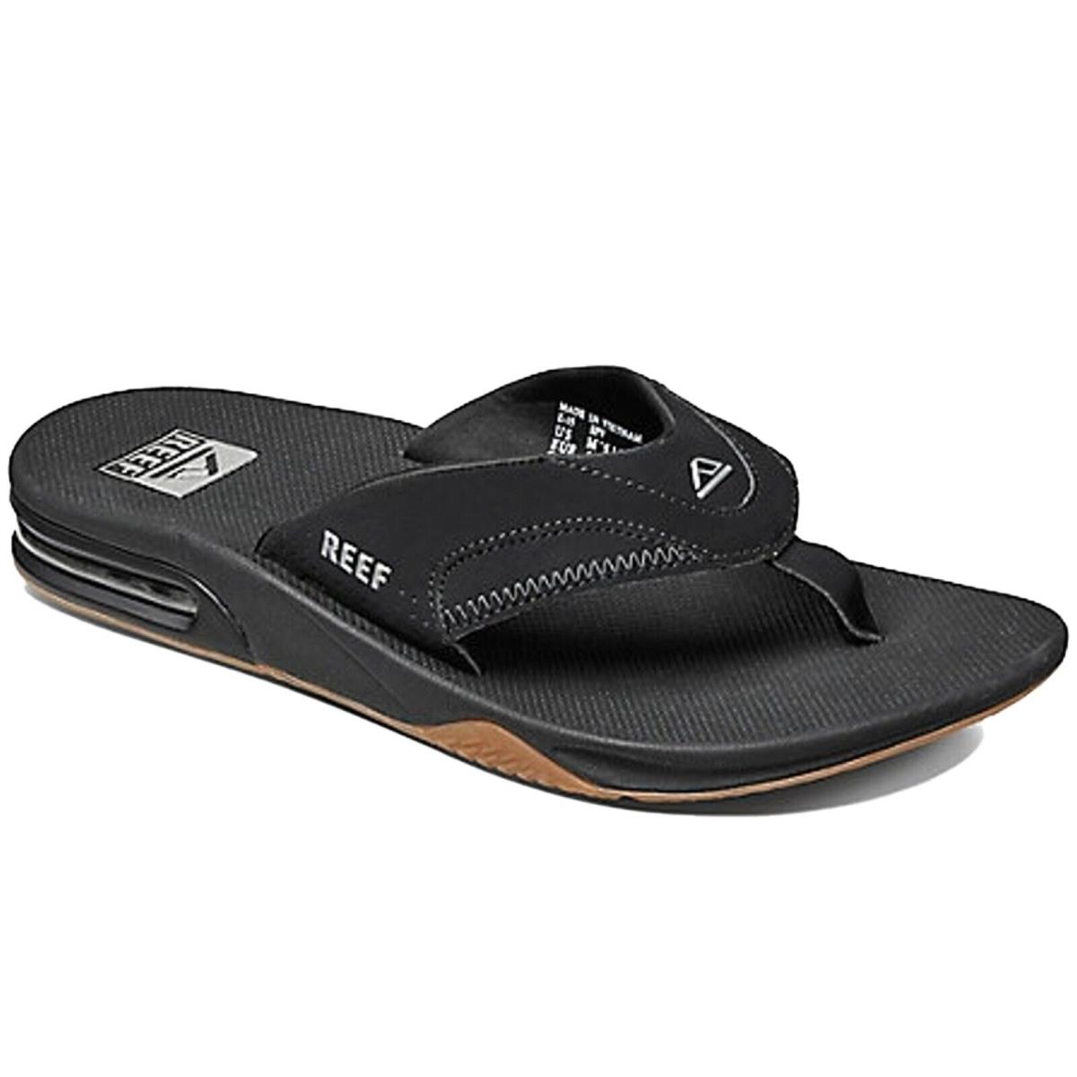 Reef RF002026BLS Men`s Fanning Black/silver Bottle Opener Flip Flop Thong Sandal