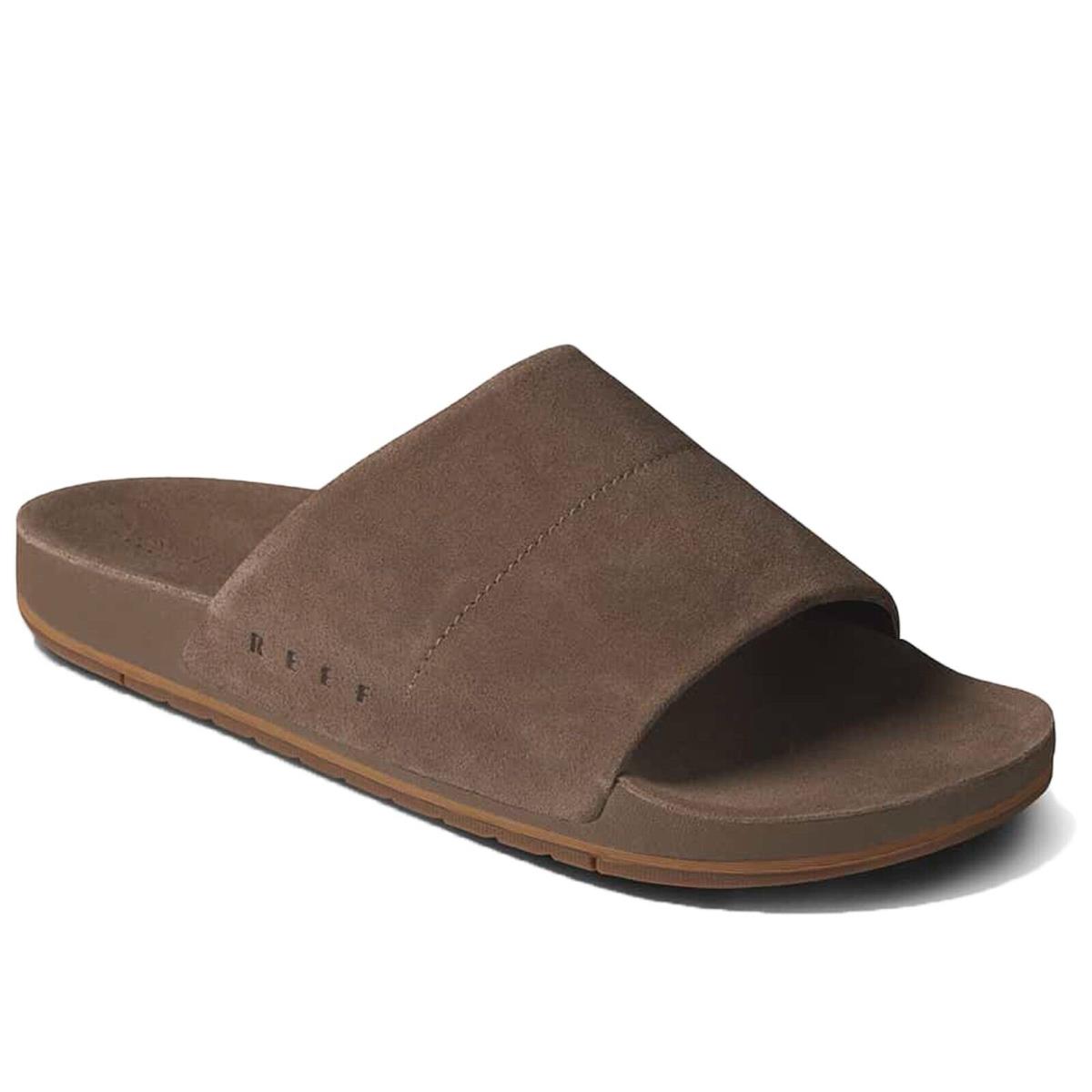 Reef CJ5261 Men`s Ojai Slide Fossil Suede Squishy Summer Beach Comfort Sandal