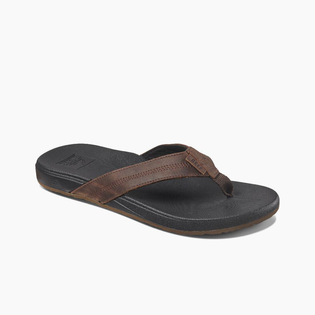 Reef Mens Cushion Phantom Leather Flip Flop Sandal Black/brown - Rf0a3fezbkb