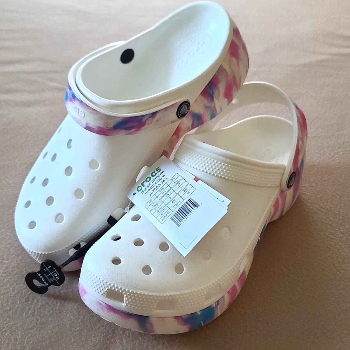 Crocs Classic Platform Dream Clog Shoes Womens Sz 11 Pink/white