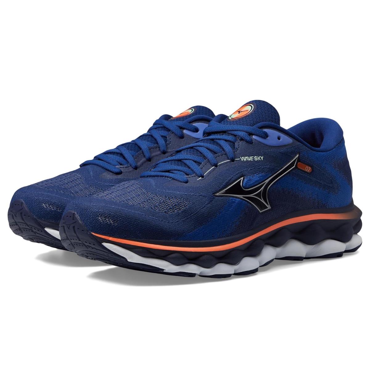 Man`s Sneakers Athletic Shoes Mizuno Wave Sky 7 Blue Depths/Silver