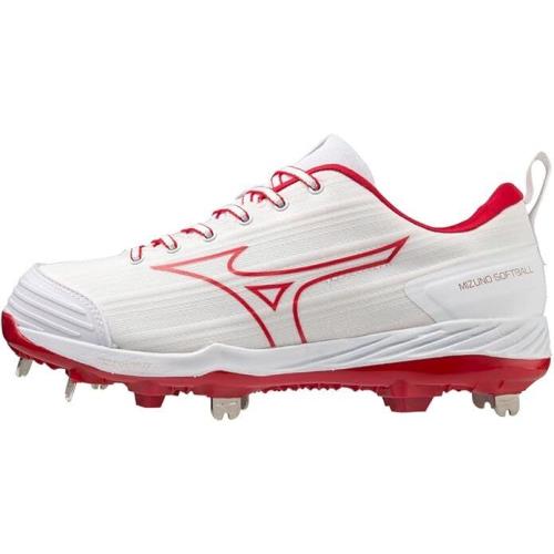 Mizuno Women`s Sweep 6 Softball Shoe White-red 9