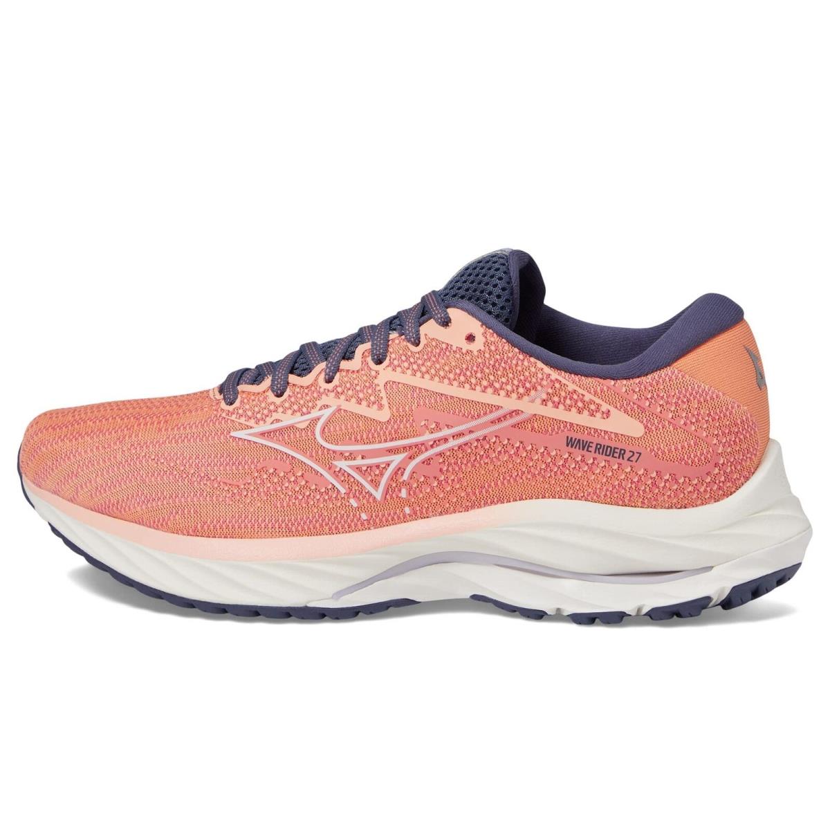 Mizuno Women`s Wave Rider 27 Running Shoe Coral Reef-snow White 6.5