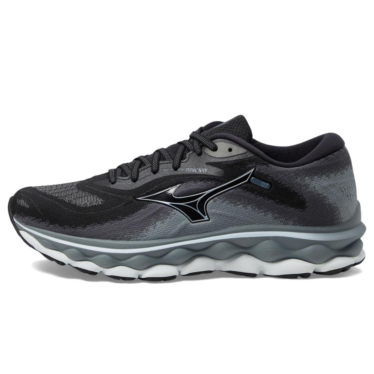 Mizuno Men`s Wave Sky 7 Running Shoe Black-glacial Ridge 9.5