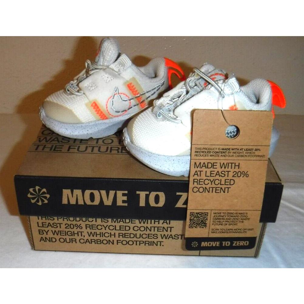 Nike Crater Impact Size 2c Summit White / Grey Fog Infant Shoes - White/Orange, Full: White/Orange