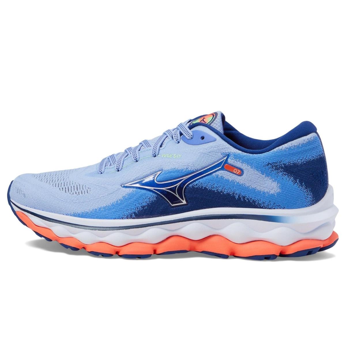 Mizuno Women`s Wave Sky 7 Running Shoe Blue Heron-silver 9.5