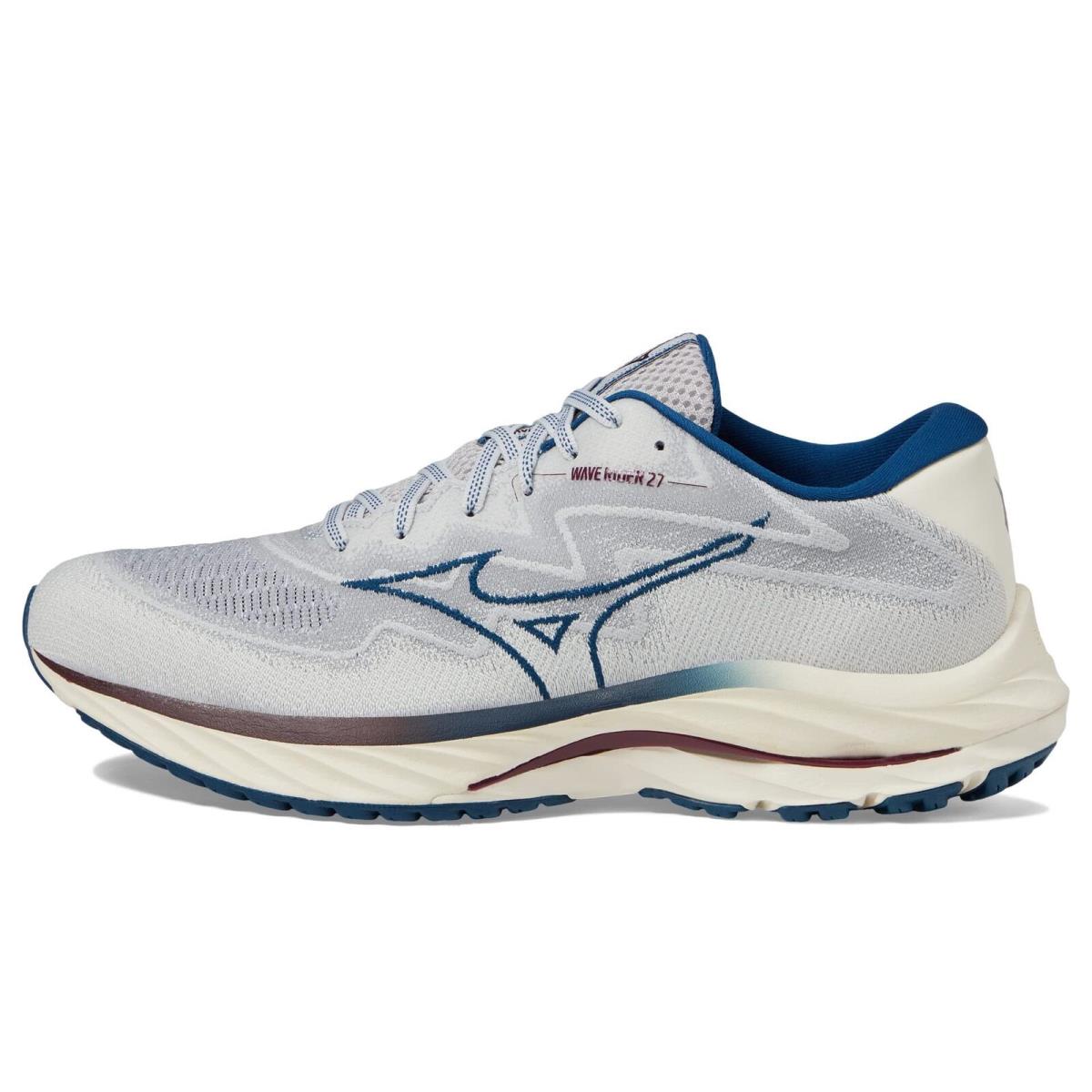 Mizuno Men`s Wave Rider 27 Running Shoe Papyrus-blue Opal 10