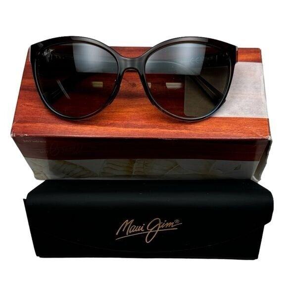 Maui Jim Olu Olu Translucent Dark Chocolate Blue Polarized Cateye Sunglasses