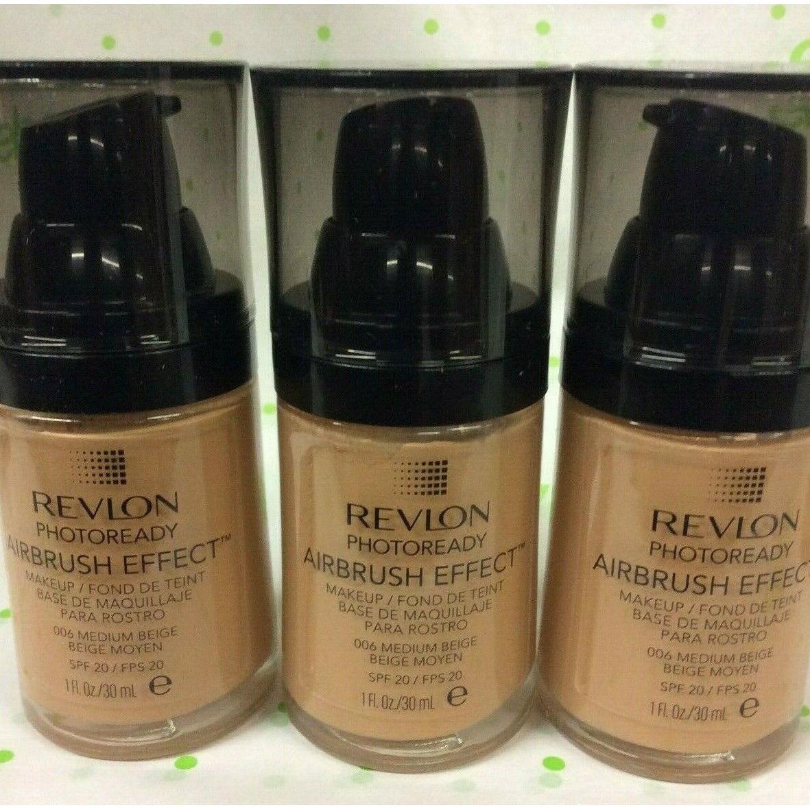 Lot OF 3 - Revlon Photoready Airbrush Effect Makeup Foundation 006 Medium Beige