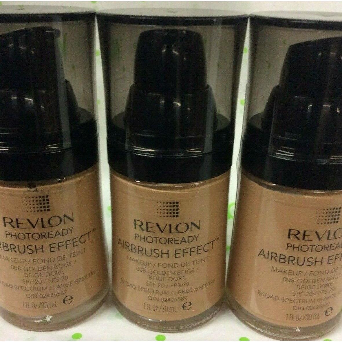 Lot OF 3 - Revlon Photoready Airbrush Effect Makeup Foundation 008 Golden Beige