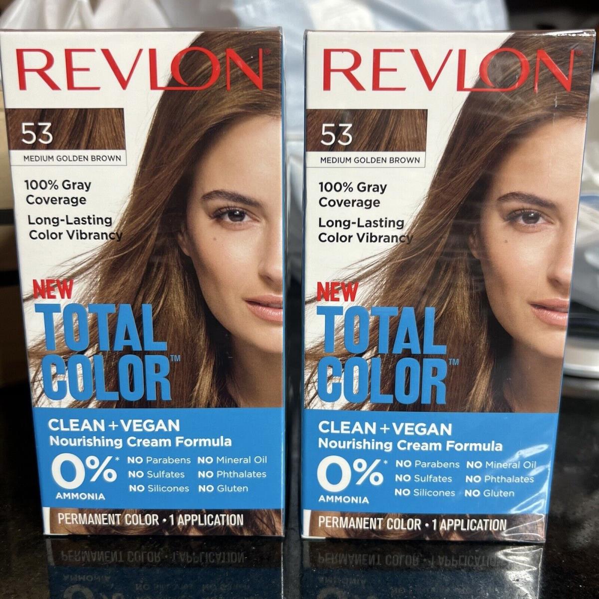 6 Revlon Total Color Long-lasting Clean Vegan 53 Medium Golden Brown Hair Color