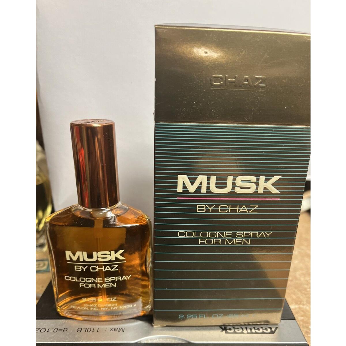 Vintage Musk By Chaz Spray Cologne For Men Bottle 2.25 Fl. Oz. Revlon Box