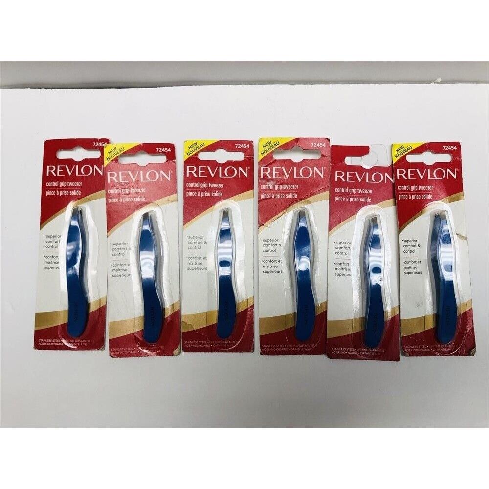 Lot of 6pcs Revlon Control Grip Tweezer 72454 Older Style As Imaged