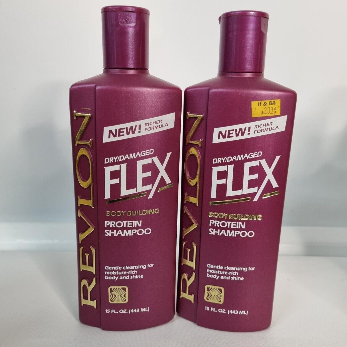 Lot of 2 Vtg Revlon Flex Balsam Protein Shampoo Dry 15 Oz