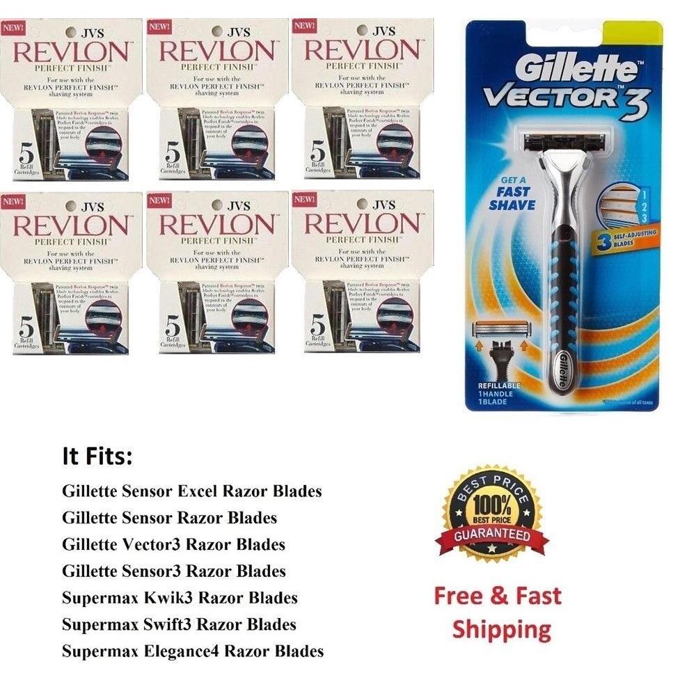 31 Cartridges Fit Gillette Sensor 3 Excel Blade Razor 30 Revlon Refills Made Usa