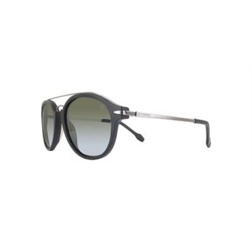 Gianfranco Ferre Unisex Round Sunglasses Green Polarized Lens Black Frame