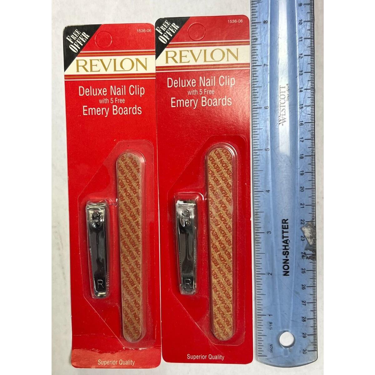 2 Revlon Deluxe Nail Clip with 5 Emery Boards Made IN Usa 1536-06 Pl Read