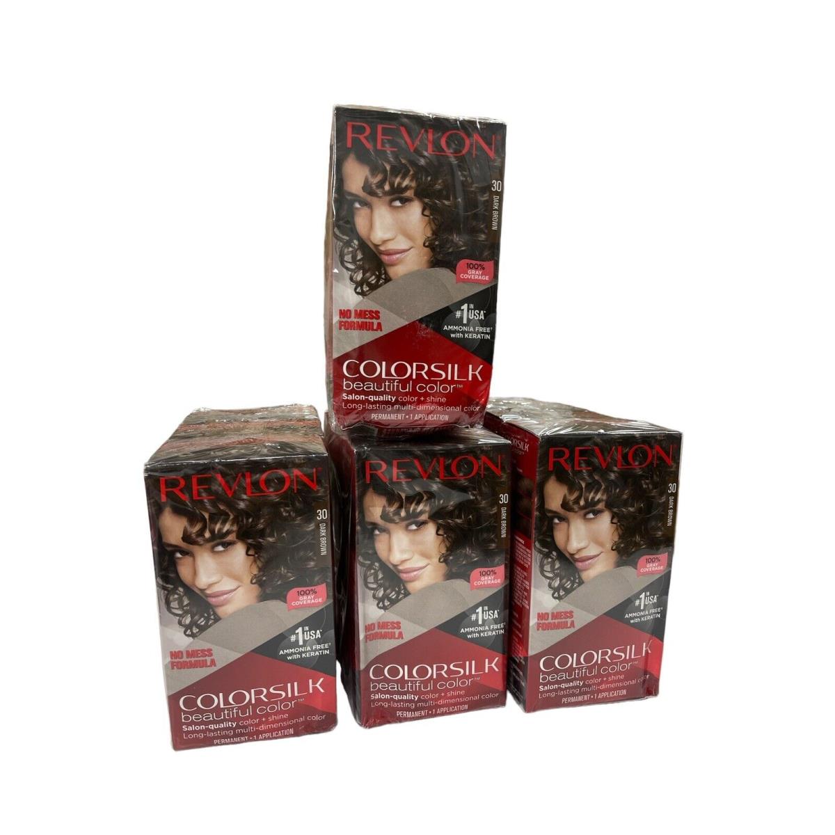 12 Pack Revlon Colorsilk Permanent Hair Color Dye 30 Dark Brown - Brown, Hair Shade: Dark Brown