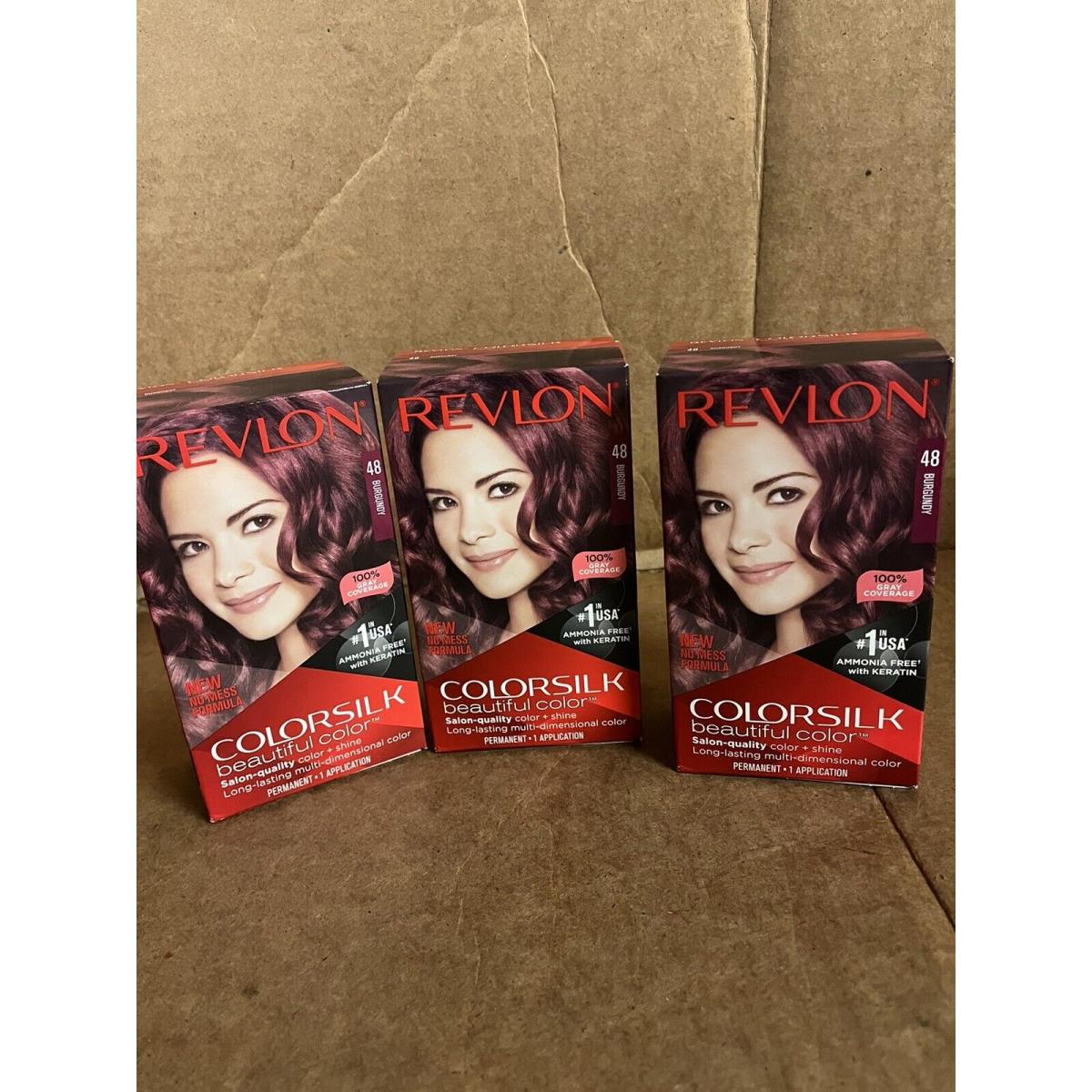 Lot of 12 Revlon Colorsilk 48 Burgundy Permanent Hair Dye Gray Coverage U13