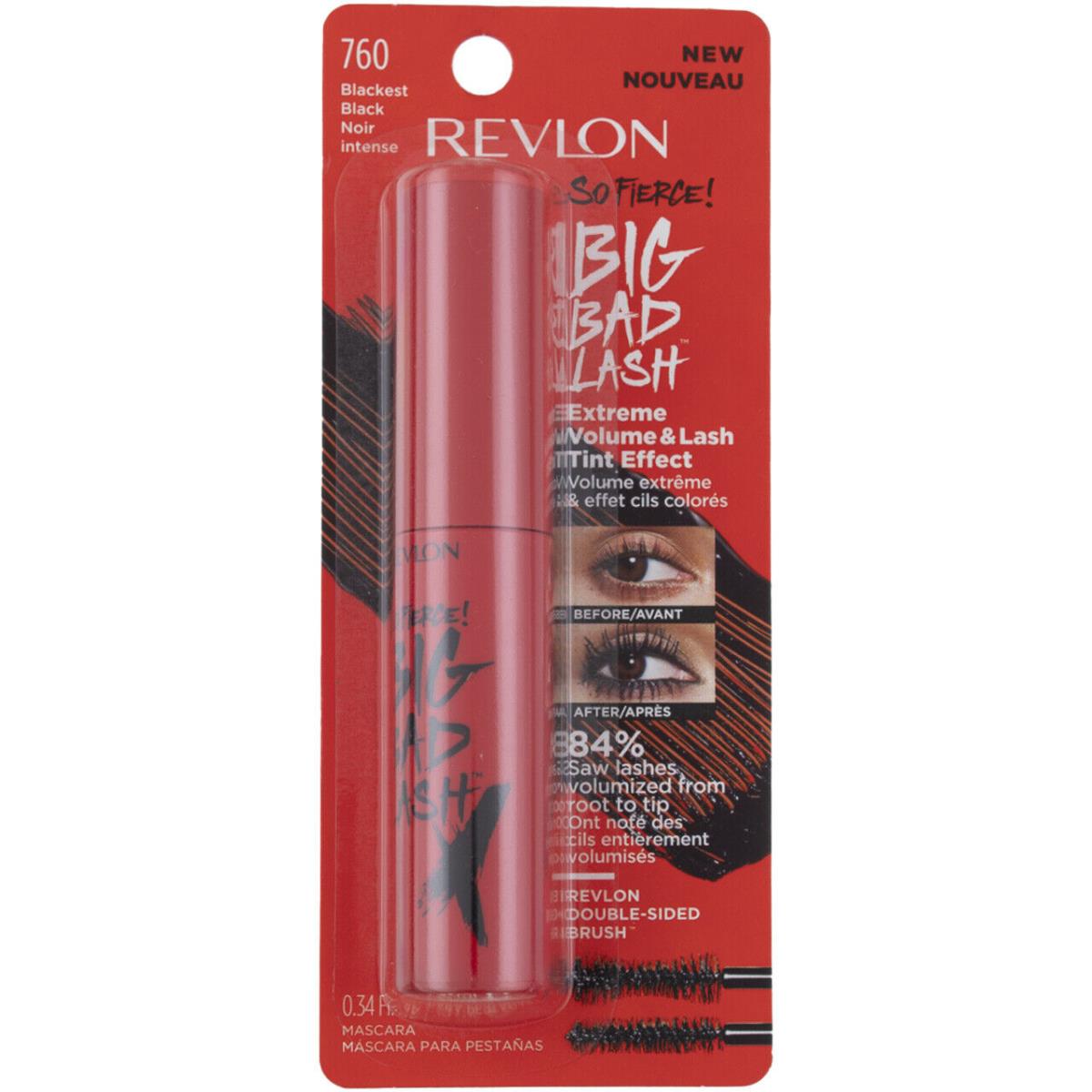 6 Pack Revlon So Fierce Big Bad Lash No Mascara Blackest Black 760 0.34 fl oz